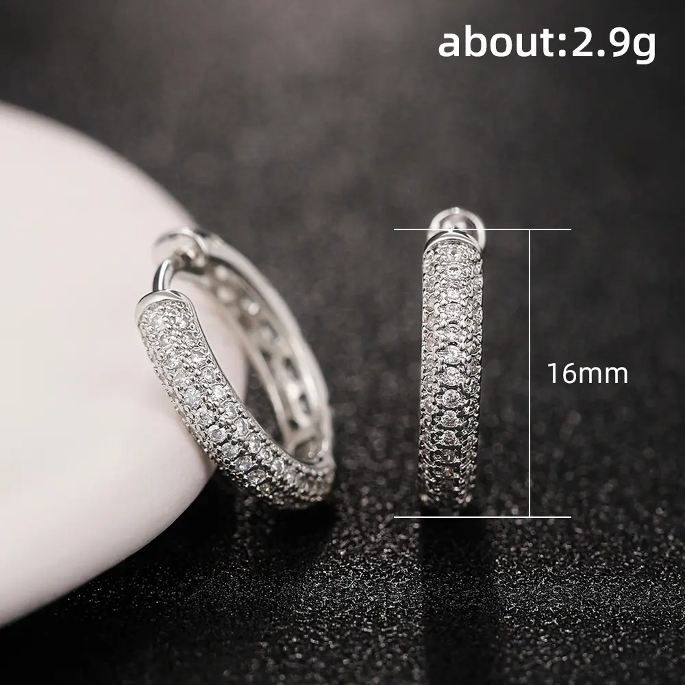 Huitan Silver Color CZ Hoop Earrings for Women Timeless Style Simple Ear Accessories for Teens Minimalist Gift Classic Jewelry