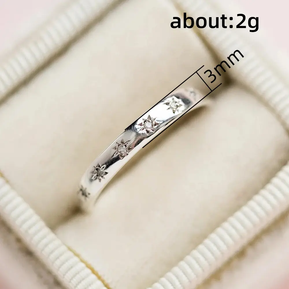 Huitan Korean Style Simple Metal Rings for Women Inlaid Shiny CZ Stone Daily Wearable Accessories Versatile Girls Finger Jewelry