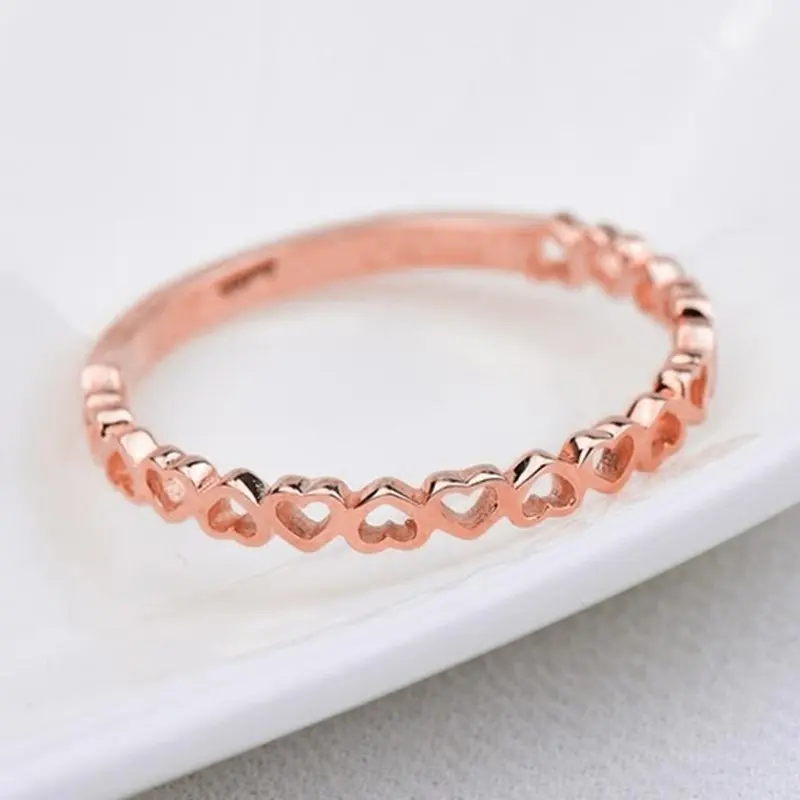 Huitan Exquisite Heart to Heart Finger Rings Women Simple Stylish Metal Rings Daily Wear Statement Accessories Drop Ship Jewelry
