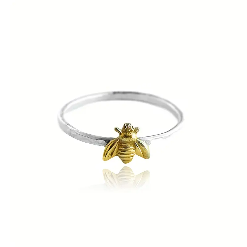 Huitan Dainty Bee Finger Ring Lady All Match Trend Jewelry for Lady Daily Wearable Delicate Design Insect Accessories for Women
