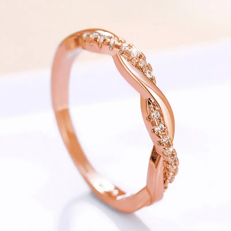 Huitan Classic and Simple Twist Rings for Women 3 Metal Colors Exquisite Female Finger Accessories Daily Wear Versatile Jewelry