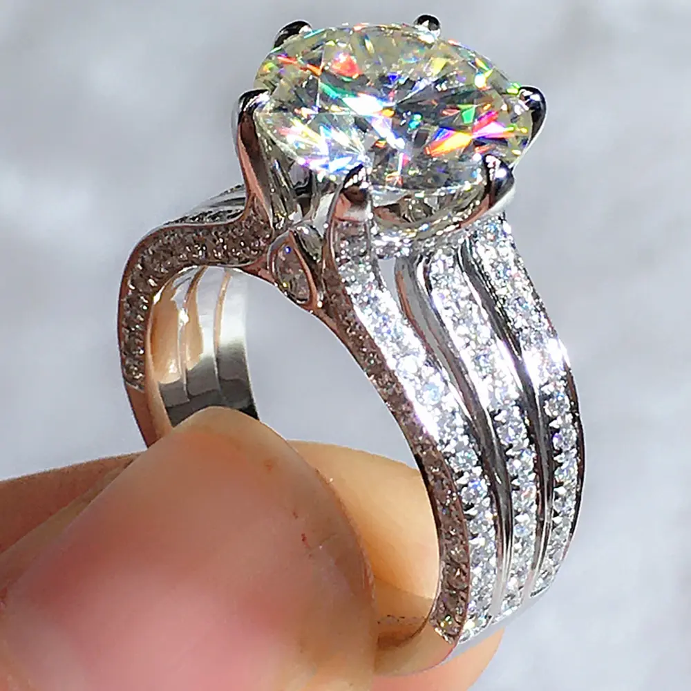Huitan 10MM Cubic Zirconia Eternity Promise Ring for Women Gorgeous Engagement Wedding Bands Accessories Classic Jewelry 2022
