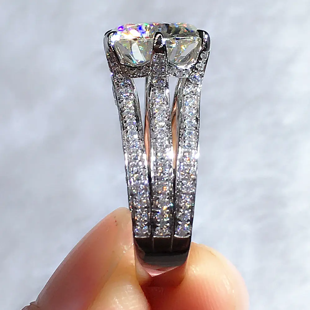 Huitan 10MM Cubic Zirconia Eternity Promise Ring for Women Gorgeous Engagement Wedding Bands Accessories Classic Jewelry 2022