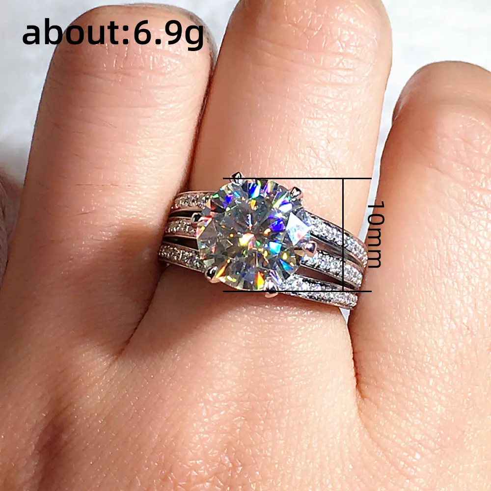 Huitan 10MM Cubic Zirconia Eternity Promise Ring for Women Gorgeous Engagement Wedding Bands Accessories Classic Jewelry 2022