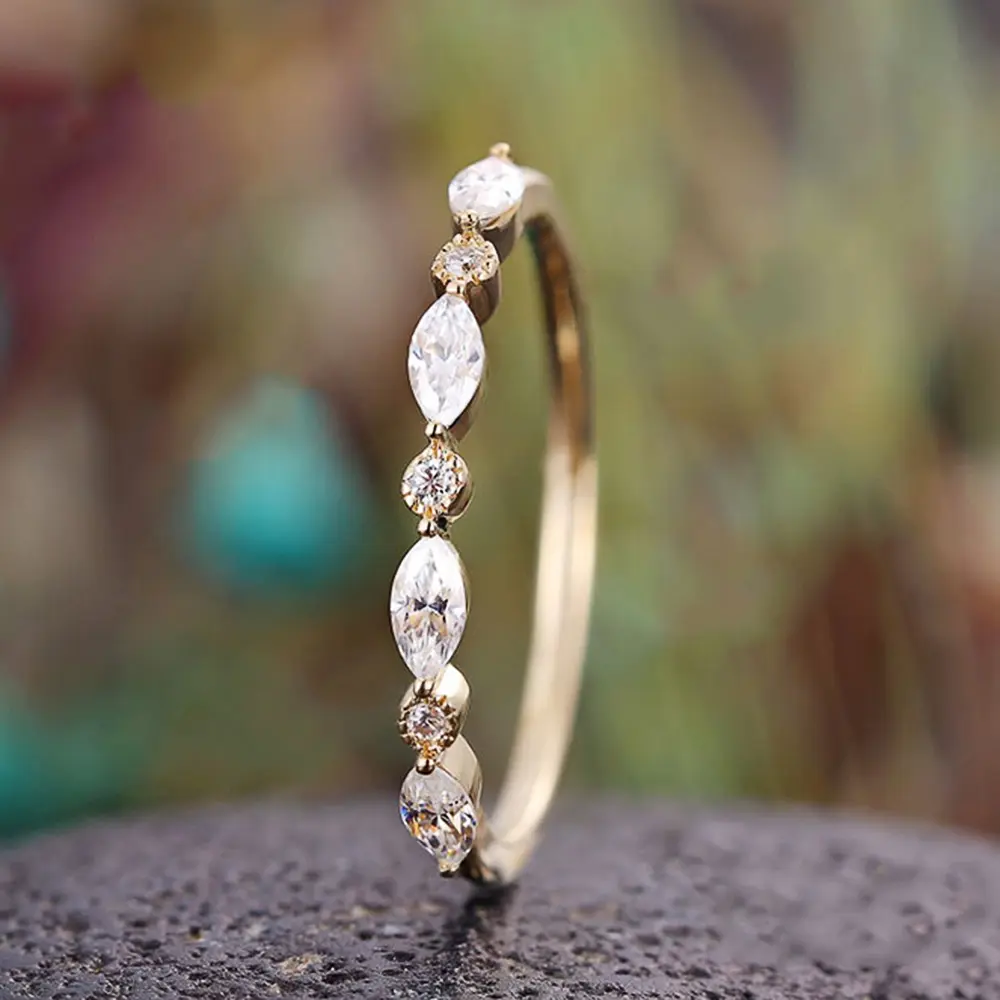 Huitan Fancy Metal Rings with Shiny CZ Stone 2022 New Fashion Finger Accessories for Women Daily Wear Versatile Ladies Jewelry