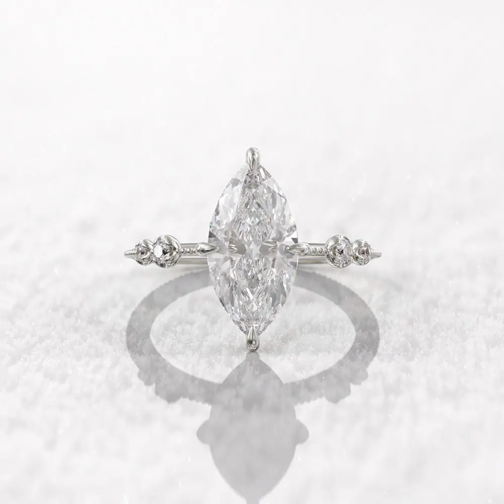 Huitan Luxury Solitaire Crystal Marquise CZ Rings Silver Color/Gold Color Fashion Contracted Wedding Bands Jewelry for Women Hot