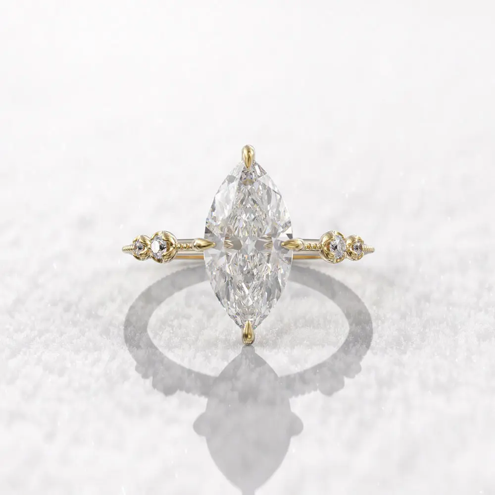 Huitan Luxury Solitaire Crystal Marquise CZ Rings Silver Color/Gold Color Fashion Contracted Wedding Bands Jewelry for Women Hot