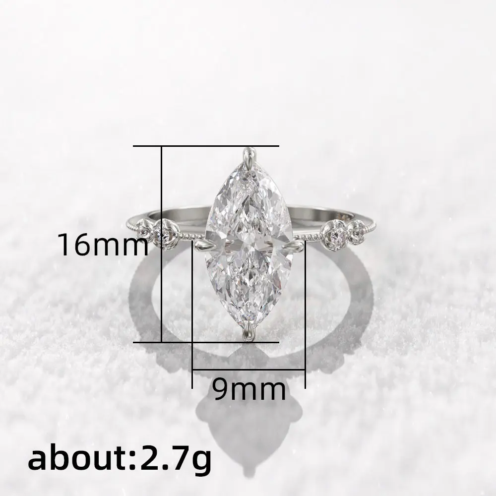 Huitan Luxury Solitaire Crystal Marquise CZ Rings Silver Color/Gold Color Fashion Contracted Wedding Bands Jewelry for Women Hot