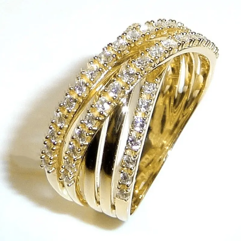 Huitan New Trendy Sparkling Cross Rings for Women Full with Cubic Zirconia Luxury Bridal Wedding Rings Modern Fashion Jewelry