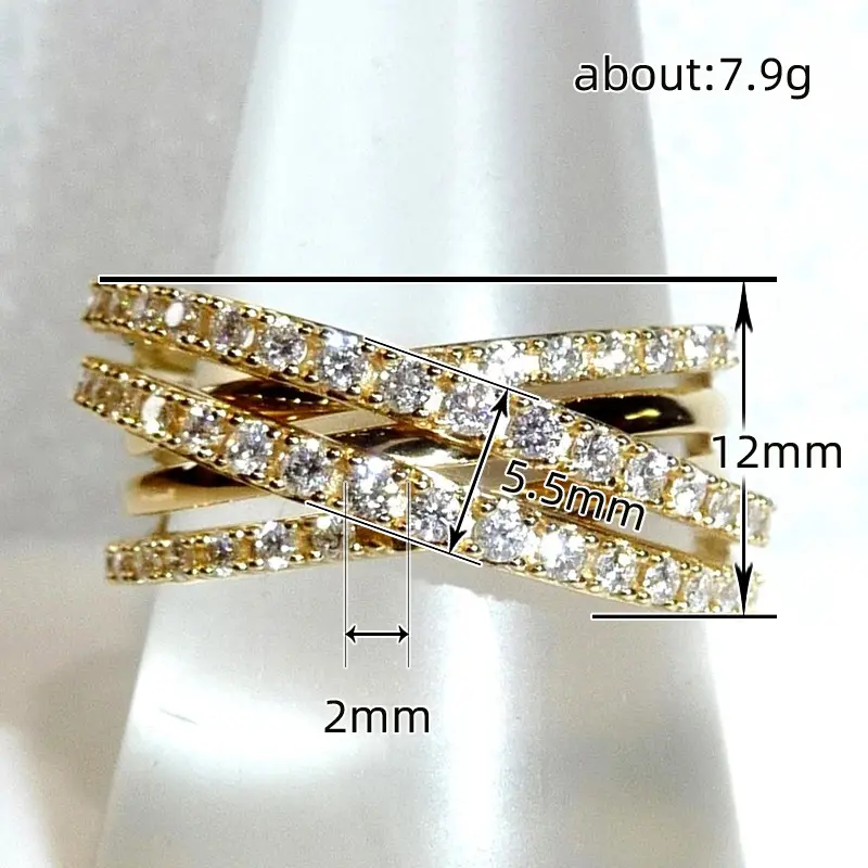 Huitan New Trendy Sparkling Cross Rings for Women Full with Cubic Zirconia Luxury Bridal Wedding Rings Modern Fashion Jewelry