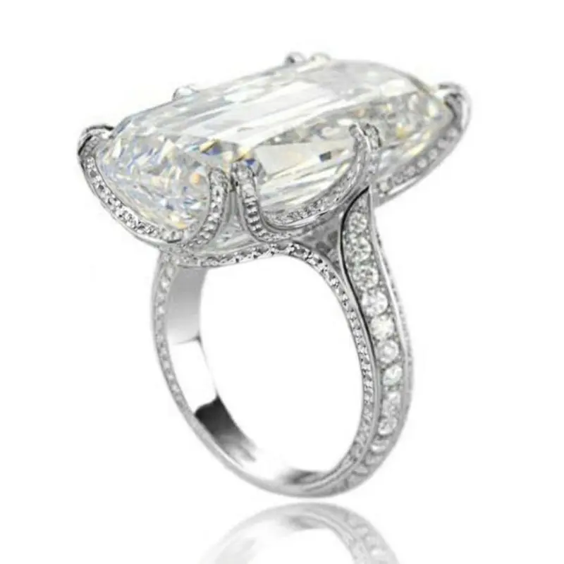 Huitan Luxury Claw Set Zirconia Ring Female Wedding Band Hyperbole Style Finger Jewelry Gorgeous Party Accessories for Women