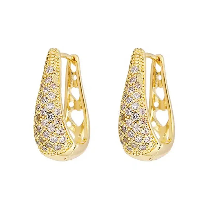 Huitan Trendy Graceful Hollow-out Design Hoop Earrings for Women Silver Color/Gold Color Accessories for Engagement Ceremony