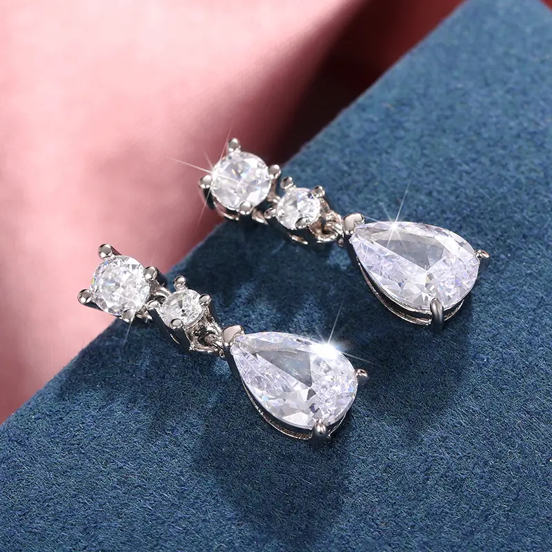Huitan Temperament Crystal CZ Drop Earrings for Women High Quality Silver Color Bridal Wedding Earrings Timeless Style Jewelry
