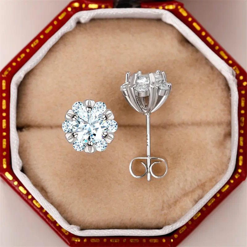 Huitan Chic Flower-shaped Crystal Earrings Women Luxury Fashion 2022 New Ear Accessories Wedding Engagement Trend Party Jewelry