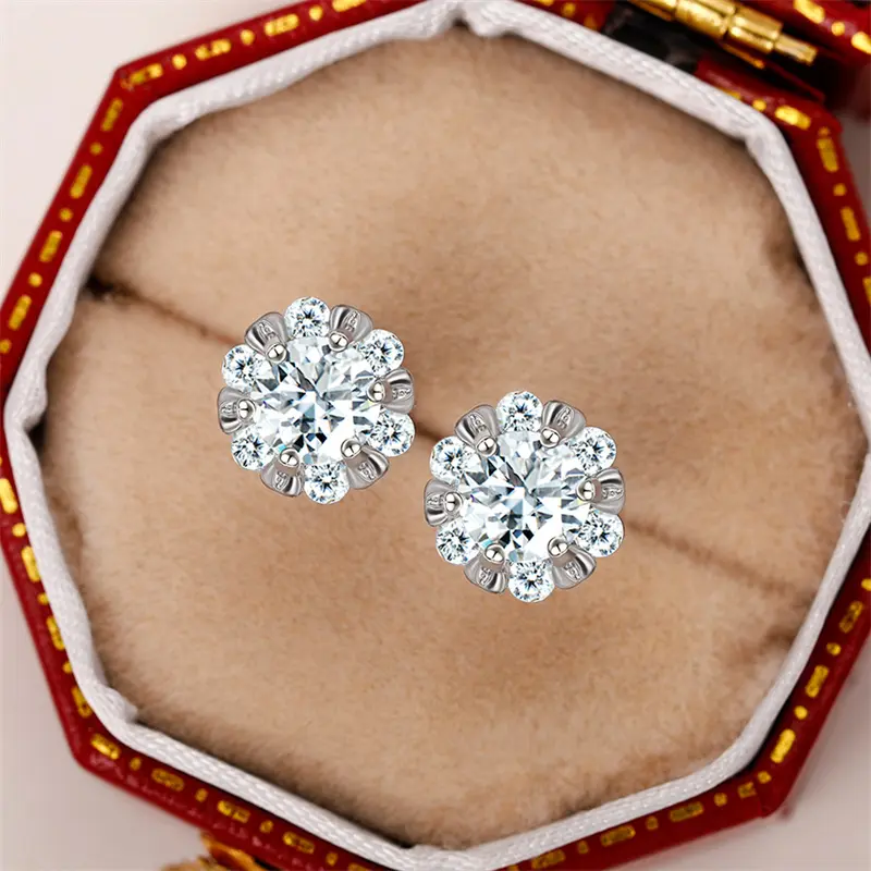 Huitan Chic Flower-shaped Crystal Earrings Women Luxury Fashion 2022 New Ear Accessories Wedding Engagement Trend Party Jewelry