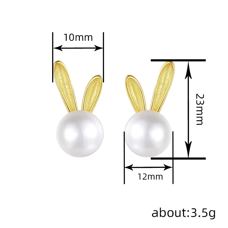 Huitan Chic Cute Rabbit Stud Earrings Female Teen Girls Daily Jewelry Delicate Gifts Simulated Pearl Accessories for Women