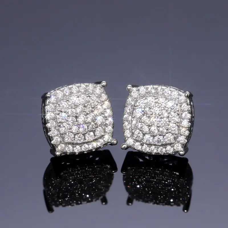 Huitan Full Bling Bling CZ Round Shaped Stud Earrings for Women Simple Versatile Ear Piercing Accessories Exquisite Girl Jewelry