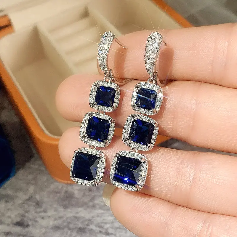 Huitan Noble Bright Zirconia Pendant Earrings Female Engagement Ceremony Accessories Luxury Women Bridal Wedding Jewelry Gift