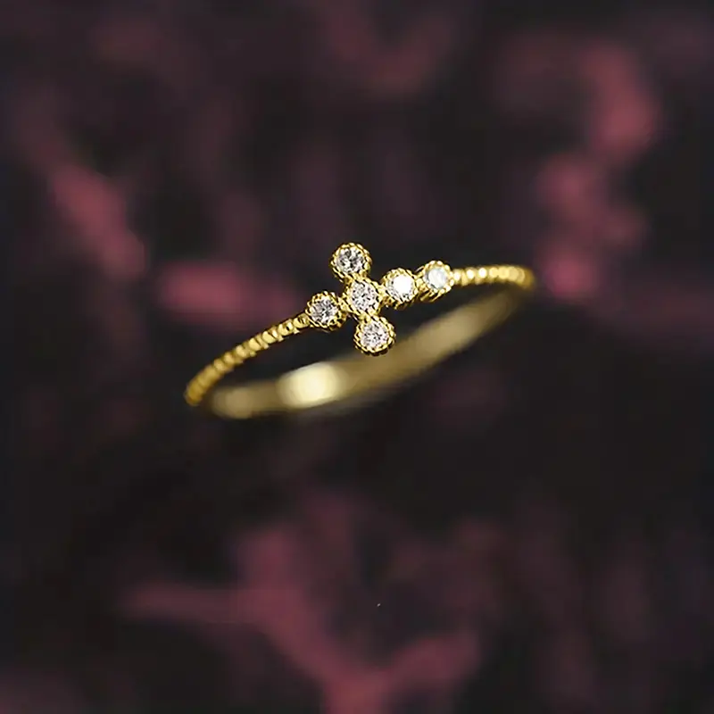 Huitan Chic Cross Finger Ring for Women Dazzling Samll Cubic Zirconia Stones Temperament Versatile Female Jewelry Drop Shipping