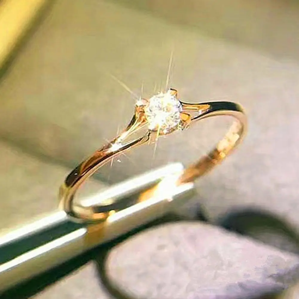 Huitan Simple and Classic Wedding Bands Cubic Zirconia Rings for Women Minimalist Engagement Proposal Rings Hot 2022 Jewelry