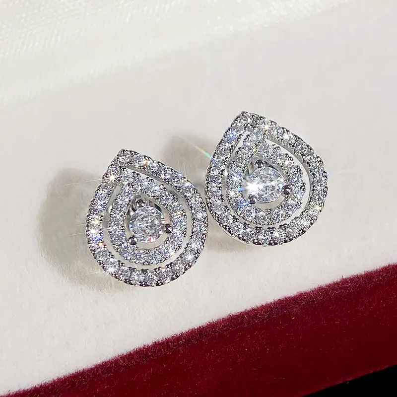 Huitan Simple Geometric Shaped Cubic Zirconia Earrings for Women Engagement Wedding Trend Ear Accessories Eternity Jewelry Gift
