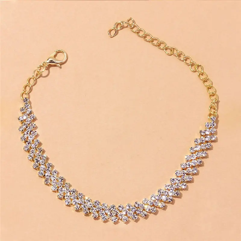 Huitan Luxury Crystal Cubic Zirconia Women's Anklet Bracelet Fancy Ankle Accessories Engagement Wedding Sandals Foot Accessories