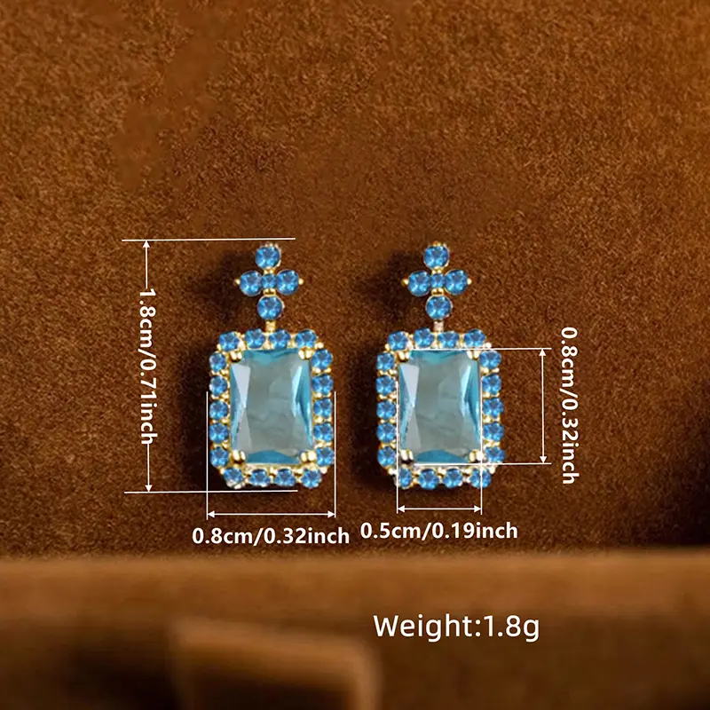 Huitan Fresh Light Blue CZ Drop Earrings for Women Romantic Ear Drop Earrings Daily Wearable Party Modern Fashion Female Jewelry