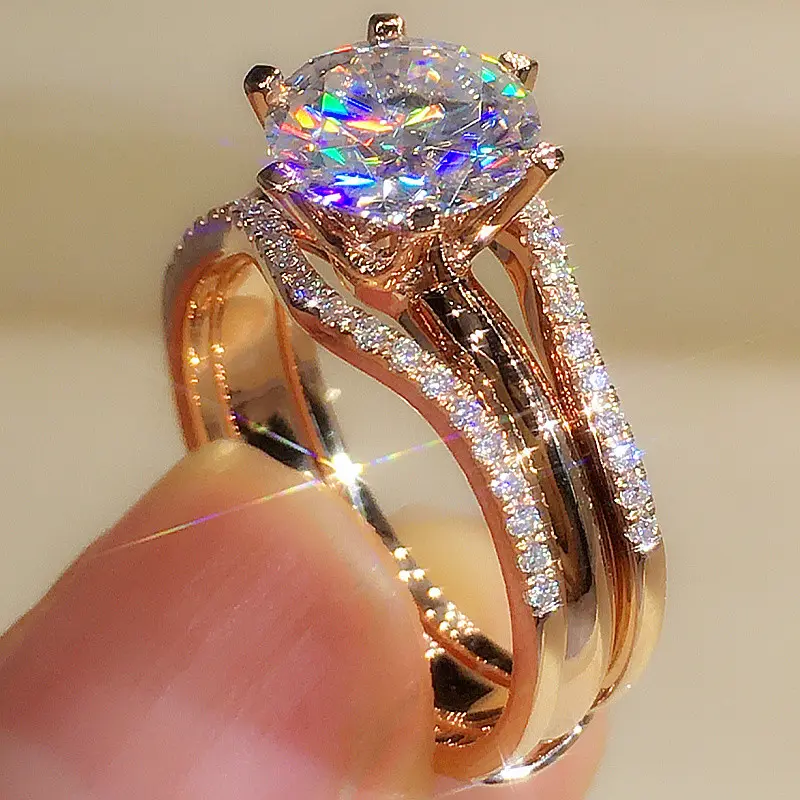 Huitan Newly-Designed Wedding Ring for Women Aesthetic Female Accessories Engagement Bands Party Fashion Jewelry