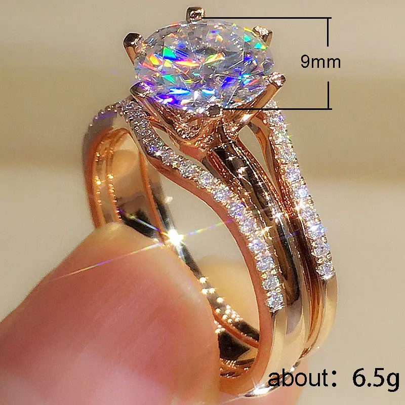 Huitan Newly-Designed Wedding Ring for Women Aesthetic Female Accessories Engagement Bands Party Fashion Jewelry