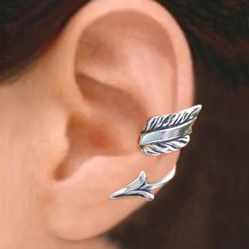 Huitan Vintage Design Arrows Shaped Clip Earrings for Women Ear Cartilage Earrings Non-piercing Accessories Personality Jewelry