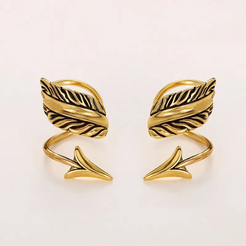 Huitan Vintage Design Arrows Shaped Clip Earrings for Women Ear Cartilage Earrings Non-piercing Accessories Personality Jewelry