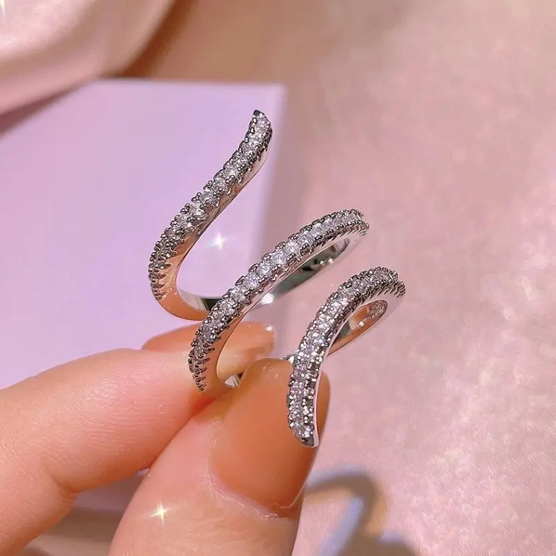 Huitan Fashion Contracted Multi Cross Women Rings with Sparkling CZ Stone Temperament Elegant Girl Accessory Modern Hot Jewelry