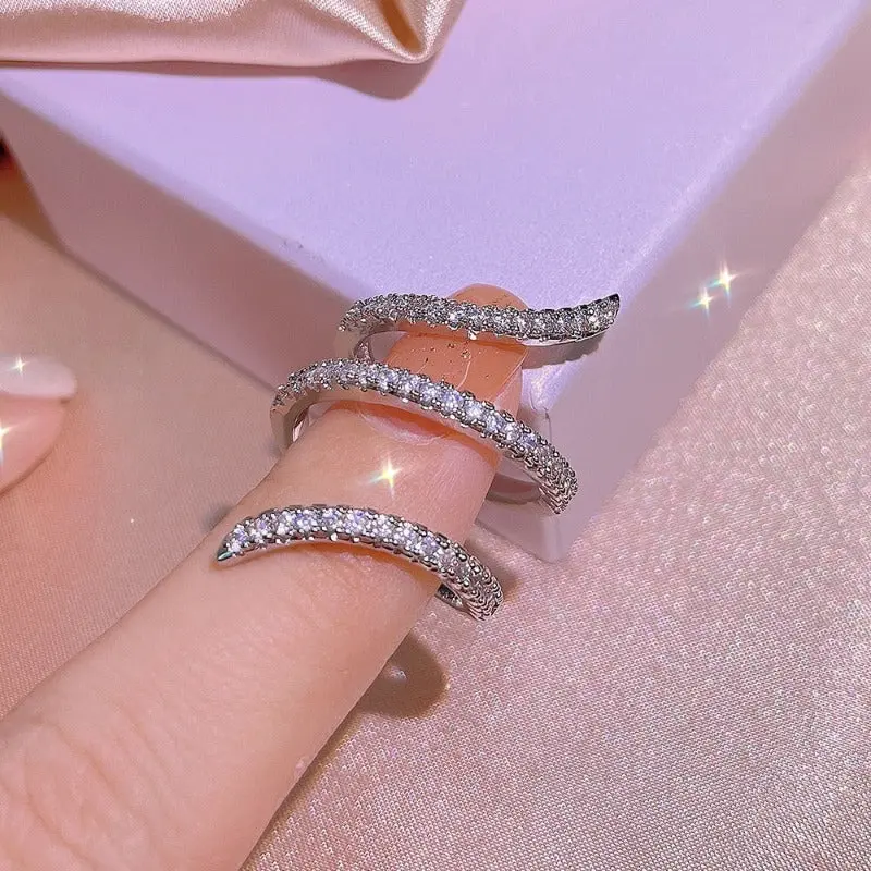 Huitan Fashion Contracted Multi Cross Women Rings with Sparkling CZ Stone Temperament Elegant Girl Accessory Modern Hot Jewelry