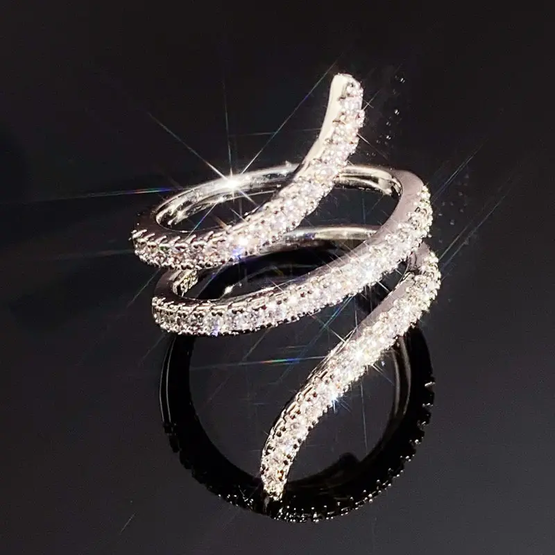 Huitan Fashion Contracted Multi Cross Women Rings with Sparkling CZ Stone Temperament Elegant Girl Accessory Modern Hot Jewelry