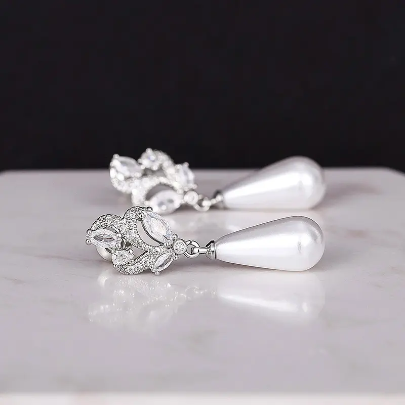 Huitan Waterdrop Imitation Pearl Drop Earrings Women New Aesthetic Wedding Accessories Temperament Lady Earrings Party Jewelry