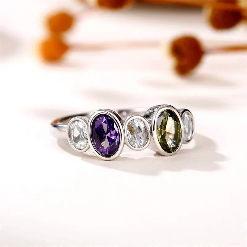Huitan Trendy Colorful Cubic Zirconia Finger Ring for Women Daily Wear Exquisite Girls Rings Party 2022 New Statement Jewelry