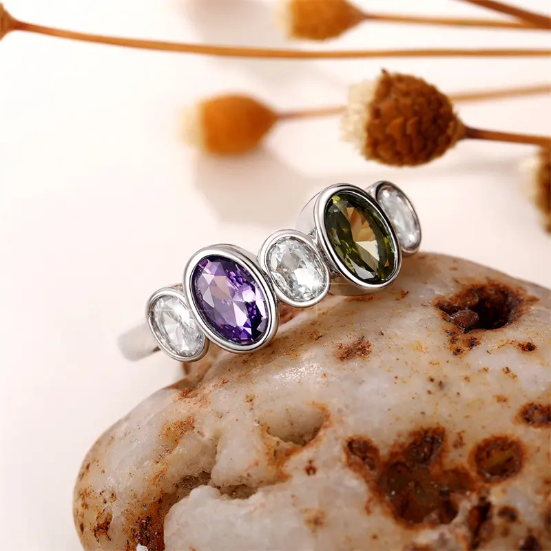 Huitan Trendy Colorful Cubic Zirconia Finger Ring for Women Daily Wear Exquisite Girls Rings Party 2022 New Statement Jewelry