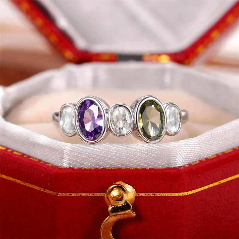 Huitan Trendy Colorful Cubic Zirconia Finger Ring for Women Daily Wear Exquisite Girls Rings Party 2022 New Statement Jewelry
