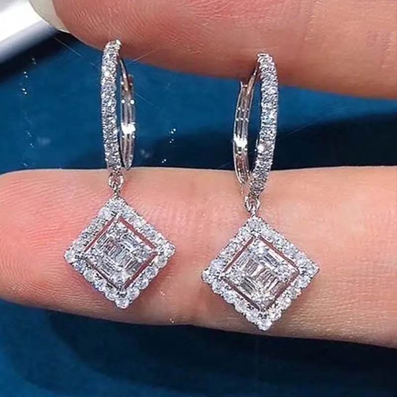 Huitan Fashion Versatile Women's Dangle Earrings High-quality Silver Plated Ear Accessories Bridal Wedding Earrings 2022 Jewelry