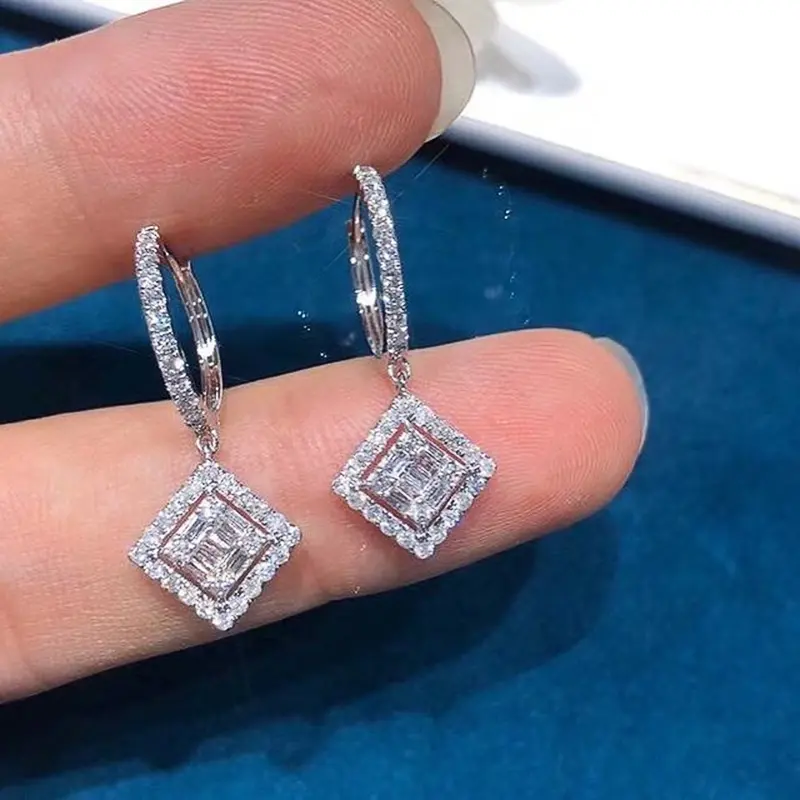 Huitan Fashion Versatile Women's Dangle Earrings High-quality Silver Plated Ear Accessories Bridal Wedding Earrings 2022 Jewelry