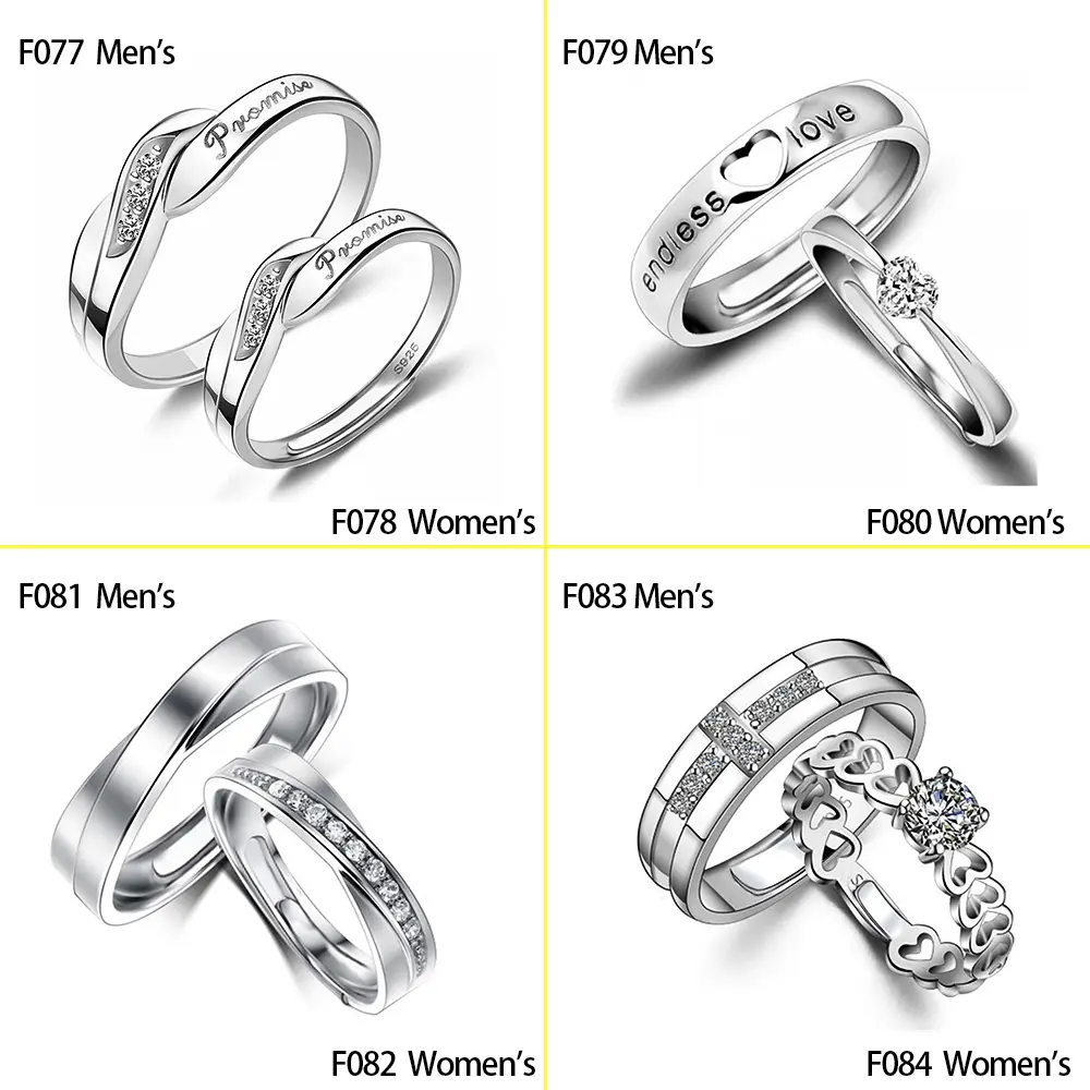 Huitan 1 pc Trendy Couple Pledge Love Token Ring With Letter His Queen&Her King Engraved Wedding Ring For Women&men Finger Rings