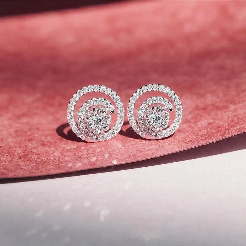 Huitan New Trendy Women's Stud Earrings Small Fresh Style Girls Ear Earrings with Shiny Cubic Zirconia Fashion Versatile Jewelry