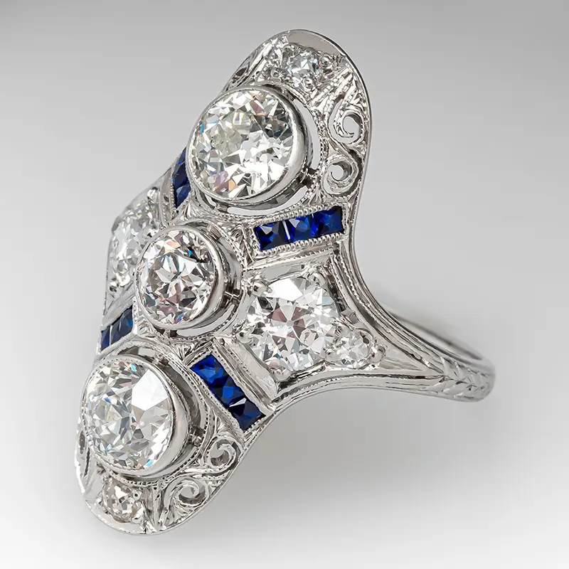 Huitan Exquisite Wedding Band Elegant Lady Graceful Finger Ring Accessories Bright Blue&White Zirconia Jewelry for Engagement