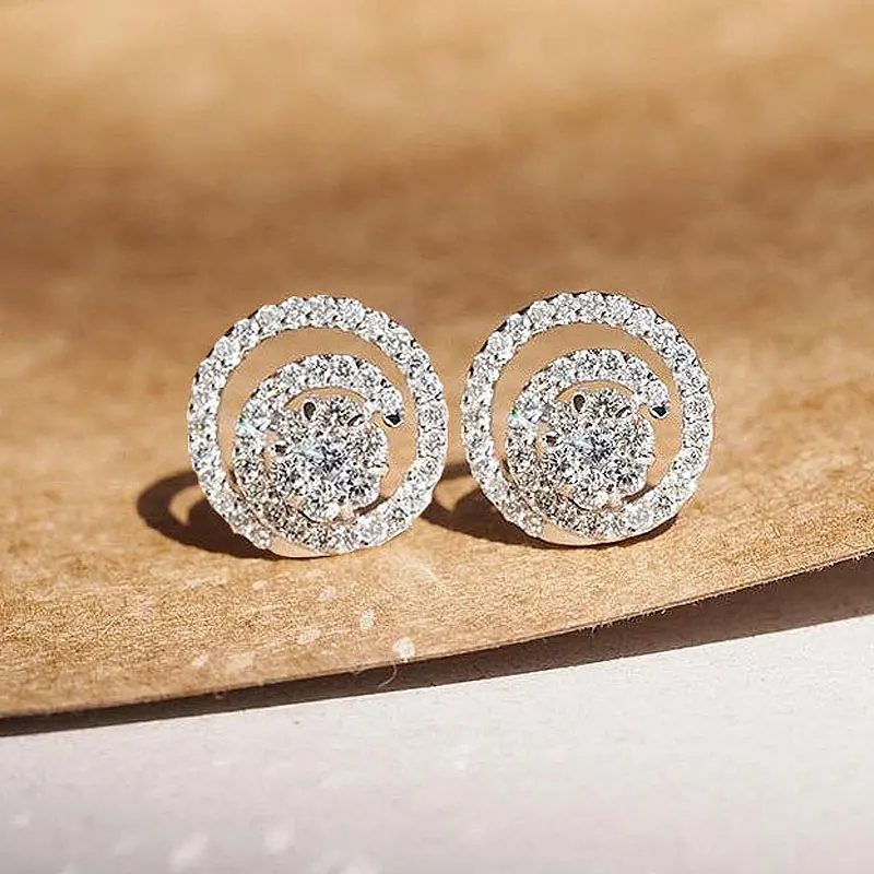 Huitan New Trendy Women's Stud Earrings Small Fresh Style Girls Ear Earrings with Shiny Cubic Zirconia Fashion Versatile Jewelry
