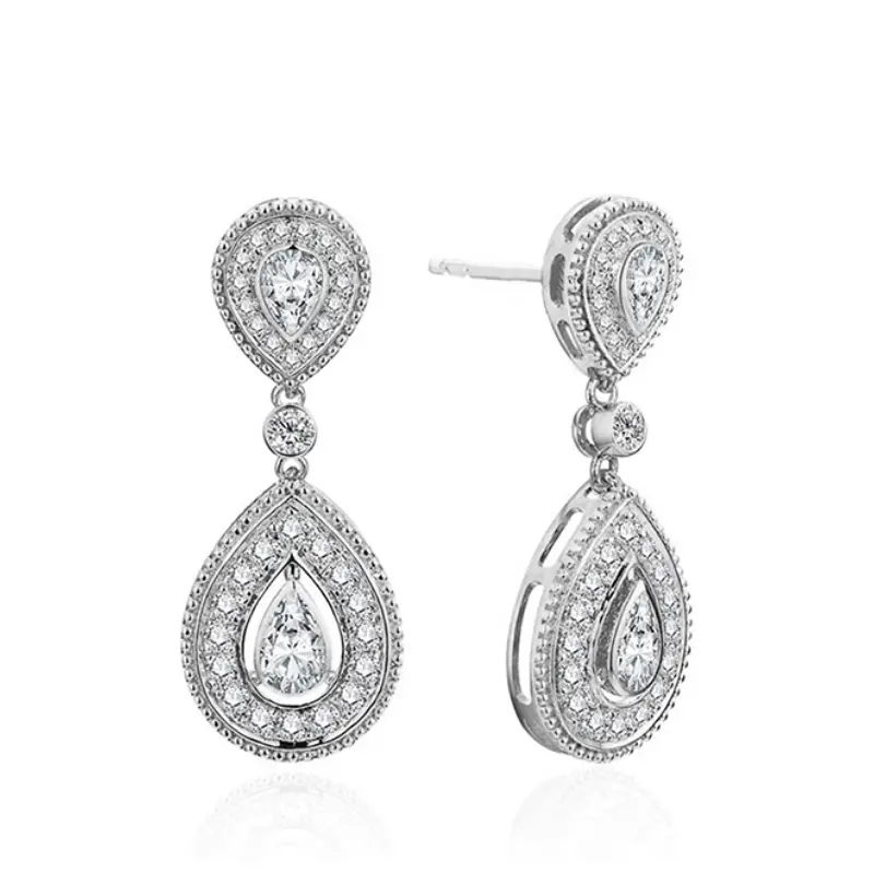 Huitan Gorgeous Women's Dangle Earrings Waterdrop Charm Cubic Zircon Luxury Trendy Bridal Wedding Accessories Jewelry Wholesale