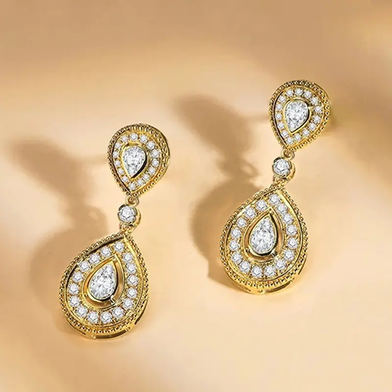 Huitan Gorgeous Women's Dangle Earrings Waterdrop Charm Cubic Zircon Luxury Trendy Bridal Wedding Accessories Jewelry Wholesale