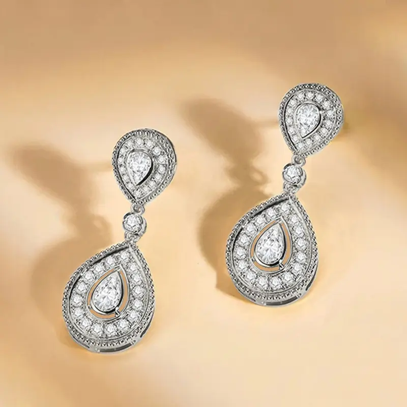Huitan Gorgeous Women's Dangle Earrings Waterdrop Charm Cubic Zircon Luxury Trendy Bridal Wedding Accessories Jewelry Wholesale
