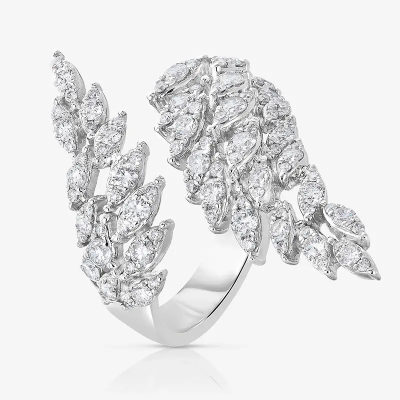 Huitan Trendy Feather Adjustable Ring for Women Wedding Party Sparkling Cubic Zirconia Rings Silver Color Drop Shipping Jewelry