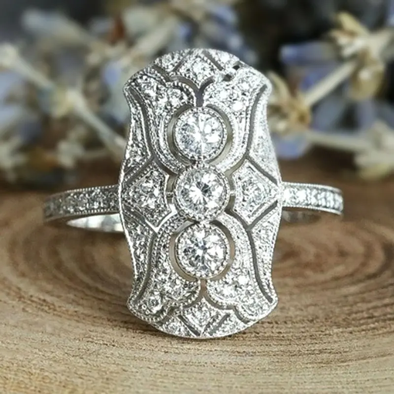 Huitan Exquisite Female Party Jewelry Ring Brilliant Zirconia Finger Accessories for Women Fashion Women Wedding Band for Lady