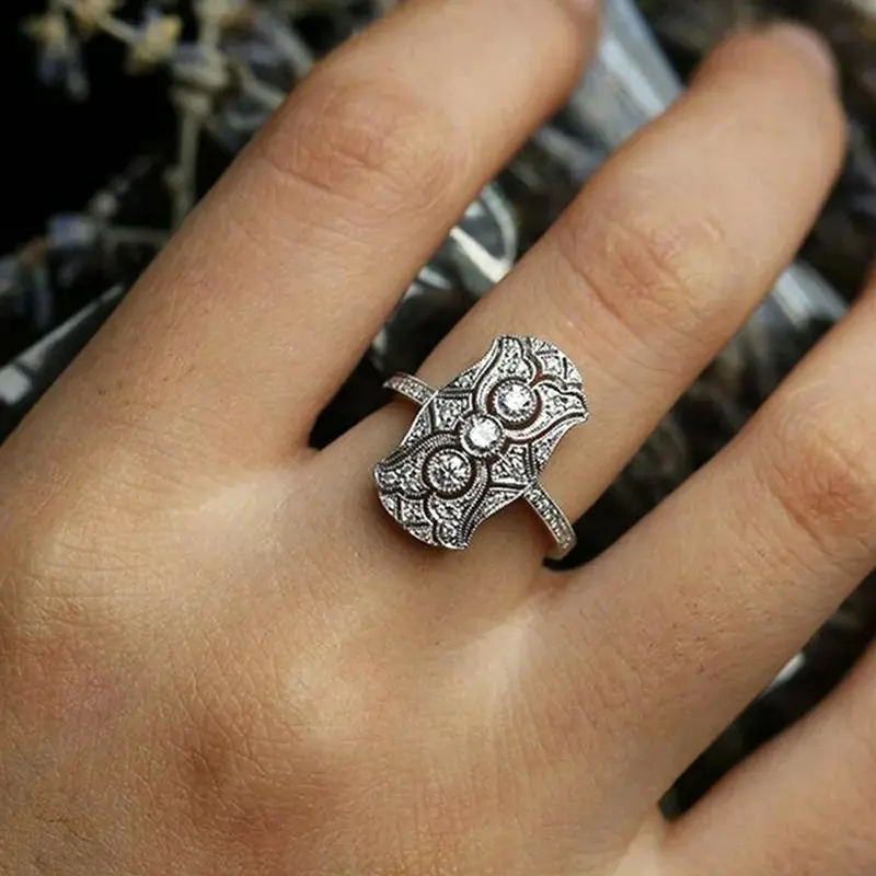 Huitan Exquisite Female Party Jewelry Ring Brilliant Zirconia Finger Accessories for Women Fashion Women Wedding Band for Lady